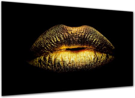 Aleobrazy Obraz Nowoczesny Usta x4 Gold 120x80 Loft Złote