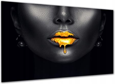 Aleobrazy Obraz Nowoczesny Usta x5 Gold 120x80 Loft Złote