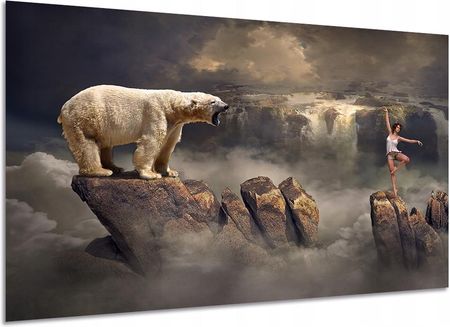 Aleobrazy Obraz Fantasy 1 Wodospad 120x80 Niedźwiedź Polarny