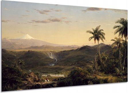 Aleobrazy Obraz Ośnieżony Wulkan Góry 120x80 Palmy Wodospad