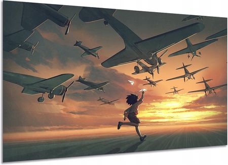 Aleobrazy Obraz Fantasy 3 Samoloty Dziecko 120x80cm Bajka
