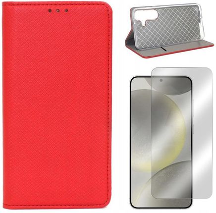 Gsm Hurt Etui Do Samsung Galaxy S24 Plus 5G S926 Smart Magnet Czerwone Case I Szkło