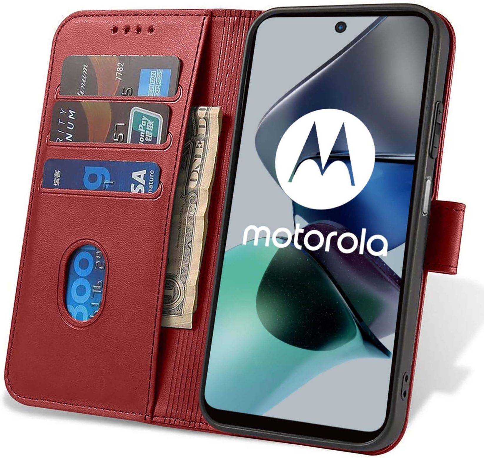 Custodia Portafoglio In Pelle Per Motorola Moto G13/G23/G53 5G – 3 Slot Carte, Chiusura Magnetica E Cavalletto