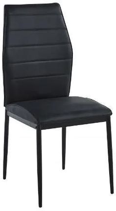 Kontrast Krzesło Tapicerowane Ekoskóra Jadalnia Salon Biuro Mark 44X40X96 Cm Czarne 116608