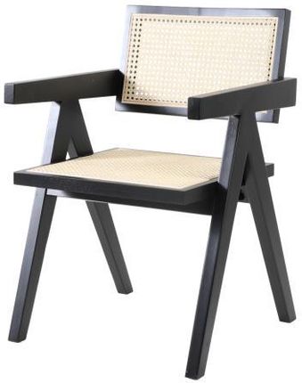 Moos Home Krzesło Boho Drewniane W Kolorze Czarnym Z Podłokietnikami 8693