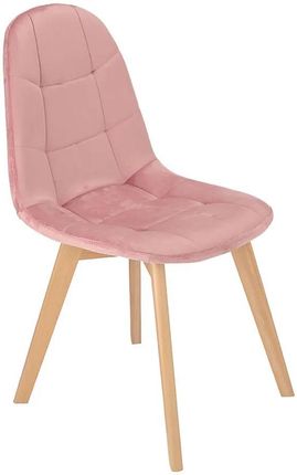 Elior Różowe Pikowane Drewniane Krzesło Kuchenne Oder 32515