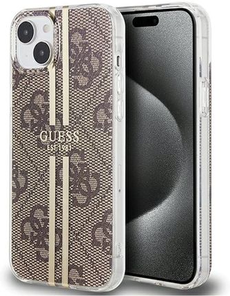Guess Guhcp15Mh4Psegw Iphone 15 Plus / 14 Plus 6.7" Brązowy/Brown Hardcase Iml 4G Gold Stripe