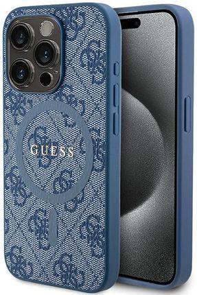Guess Guhmp14Lg4Gfrb Iphone 14 Pro 6.1" Niebieski/Blue Hardcase 4G Collection Leather Metal Logo Magsafe