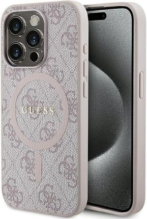Guess Guhmp15Lg4Gfrp Iphone 15 Pro 6.1" Różowy/Pink Hardcase 4G Collection Leather Metal Logo Magsafe