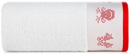 Eurofirany Ręcznik Świateczny Z Żakardową Bordiurą 70X140 Biały+Czerwony X3 113292