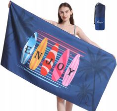 Jmqys Ręcznik Plażowy Z Mikrofibry Enjoy Xxl 160X80 Cm 14829626512