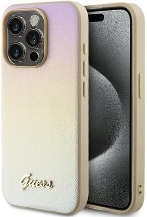 Guess Guhcp14Lpsairsd Iphone 14 Pro 6.1" Złoty/Gold Hardcase Saffiano Iridescent Script
