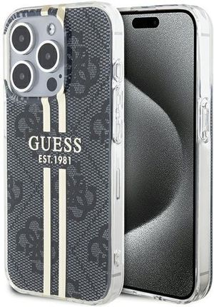 Guess Guhcp15Lh4Psegk Iphone 15 Pro 6.1" Czarny/Black Hardcase Iml 4G Gold Stripe