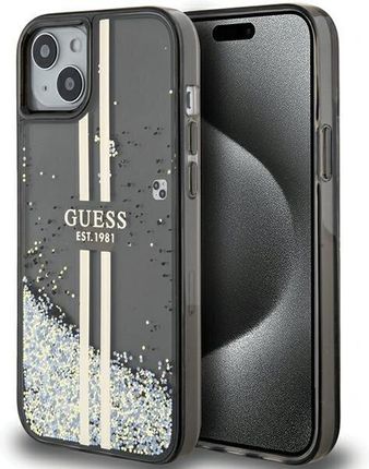Guess Guhcp15Mlfcsegk Iphone 15 Plus / 14 Plus 6.7" Czarny/Black Hardcase Liquid Glitter Gold Stripes
