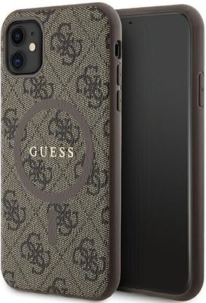 Guess Guhmn61G4Gfrw Iphone 11 6.1" / Xr Brązowy/Brown Hardcase 4G Collection Leather Metal Logo Magsafe