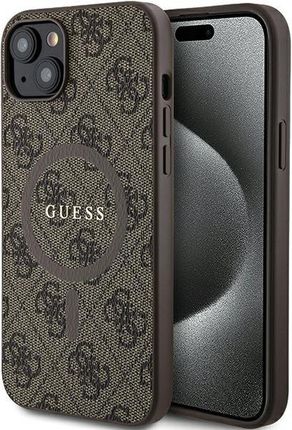 Guess Guhmp14Sg4Gfrw Iphone 14 / 15 / 13 6.1" Brązowy/Brown Hardcase 4G Collection Leather Metal Logo Magsafe
