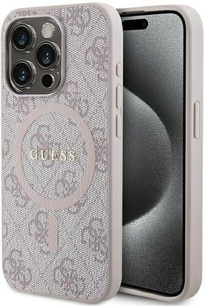 Guess Guhmp15Xg4Gfrp Iphone 15 Pro Max 6.7" Różowy/Pink Hardcase 4G Collection Leather Metal Logo Magsafe