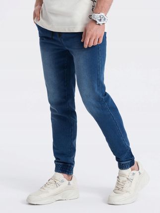 Spodnie męskie jeansowe Jogger Slim Fit ciemnoniebieskie V3 OM-PADJ-0134 M