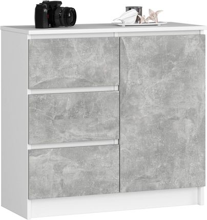 Akord Fabryka Mebli Komoda K80 Jerry 1D 3Sz Biała / Beton 1726107
