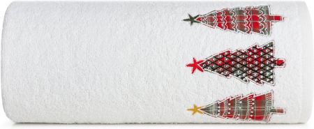 Dd Katalog Bl Ręcznik Świąteczny Santa/15 70X140 Biały Bawełniany Z Aplikacją Przystrojonych Choinek 300613