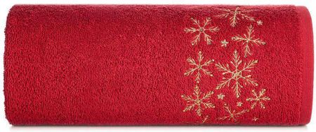 Eurofirany Ręcznik Świąteczny Haftowane Śnieżynki Santa 50X90 Czerwony X6 113476