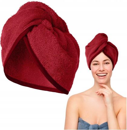 Spod Igły I Nitki Turban Kąpielowy 65X23 Czerwony Frotte New Ręcznik Do Włosów Na Głowę P1441163682