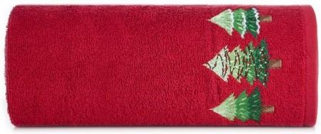 Eurofirany Ręcznik Frotte Santa Czerwony Choinki 17 450G/M2 Rozmiar 70X140 Cm 30891