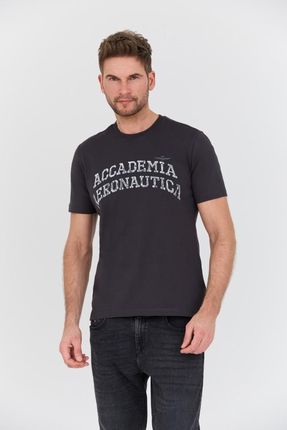 AERONAUTICA MILITARE Grafitowy t-shirt M.C.