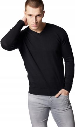 Sweter Męski Czarny Bawełniany V-neck Próchnik PM6 3XL