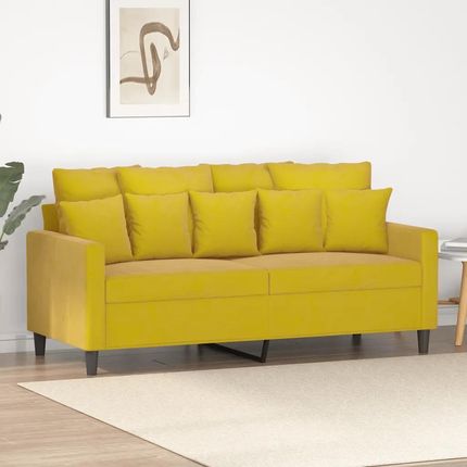 Vidaxl Sofa 2 Osobowa Żółta 140 Cm Tapicerowana Aksamitem 359309