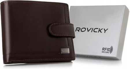 Skórzany portfel męski z systemem RFID zamykany na zatrzask - Rovicky
