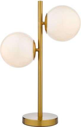 Dar Lighting Lampa Stołowa Bombazine 2 Light Table Lamp Natural Brass Opal Glass (Ad-Bom4235)