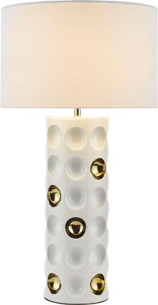 Dar Lighting Lampa Stołowa Dimple Table Lamp Gloss White Gold With Shade (Ad-Dim422)