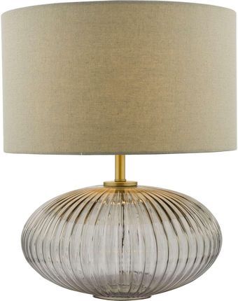 Dar Lighting Lampa Stołowa Edmond Table Lamp Smoked Glass Antique Brass Detail With Shade (Ad-Edm4275)