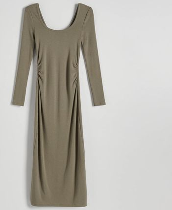 Reserved - Dzianinowa sukienka maxi - Khaki