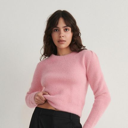 Reserved - Sweter z metaliczną nitką - Różowy