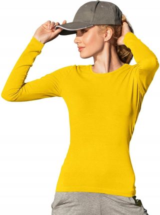 Koszulka damska z długim rękawem Slim żółta M