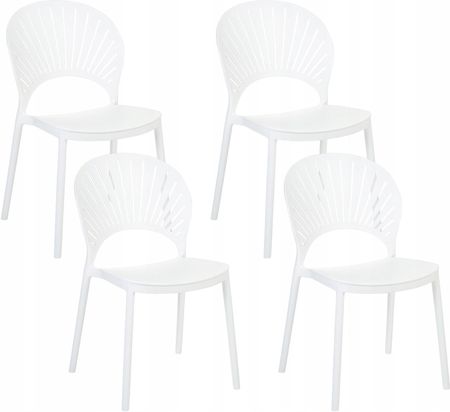 Beliani Zestaw 4 Krzeseł Do Jadalni Plastikowych Biały
