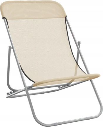 Vidaxl Składane Krzesła Plażowe 2Szt. Kremowe Textilene I Stal