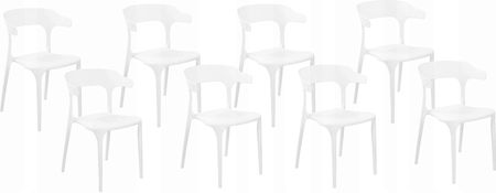 Beliani Zestaw 8 Krzeseł Do Jadalni Plastik Biały