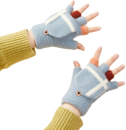 Rękawiczki mitenki zimowe do telefonu dziecięco - damskie niebieskie