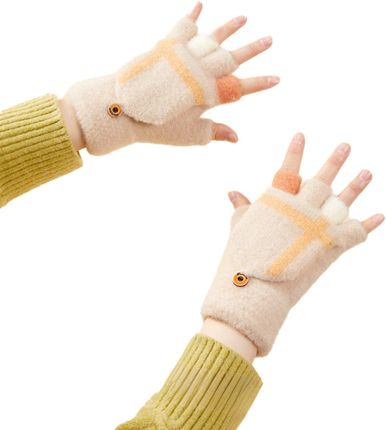 Rękawiczki mitenki zimowe do telefonu dziecięco - damskie białe