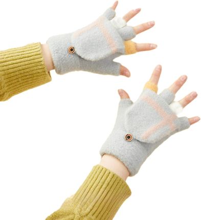 Rękawiczki mitenki zimowe do telefonu dziecięco - damskie szare