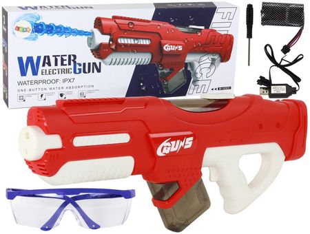 Lean Toys Duży Pistolet Na Wodę Czerwony 750Ml Wodoszczelny Okulary