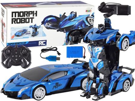 Lean Toys Samochód- Robot Transformacja R/C 1:10 Niebieski Sterowanie Gestami