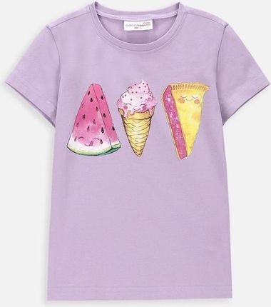 T-shirt z krótkim rękawem fioletowy z nadrukiem
