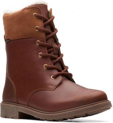 Dziecięce buty zimowe Clarks Astrol Fur Youth Gore-tex F kolor brown leather 26167275
