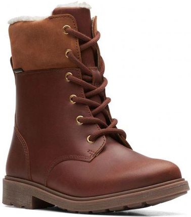 Dziecięce buty zimowe Clarks Astrol Fur Kid Gore-tex F kolor brown leather 26168622