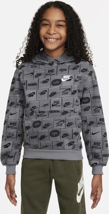 Bluza z kapturem dla dużych dzieci Nike Sportswear Club Fleece - Szary