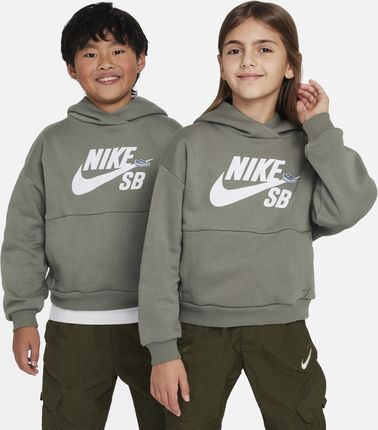 Bluza z kapturem o kroju oversize dla dużych dzieci Nike SB Icon Fleece EasyOn - Szary